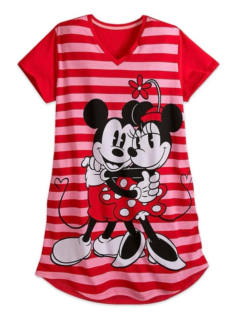 Disney Red & Pink Striped Minnie and Mickey Nightgown